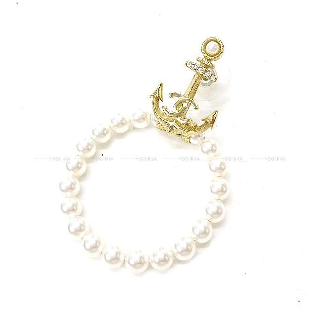 CHANEL シャネル 錨 イカリ ココマーク パール ビッグ フープ ピアス ゴールド金具 A16A 新品未使用