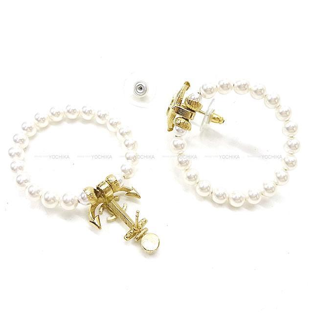 CHANEL シャネル 錨 イカリ ココマーク パール ビッグ フープ ピアス ゴールド金具 A16A 新品未使用