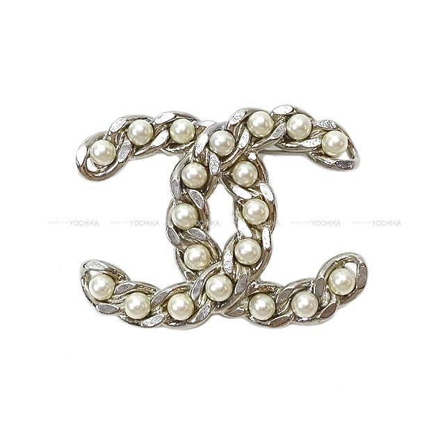 CHANEL シャネル チェーン パール ビッグ ココマーク ブローチ 15P  