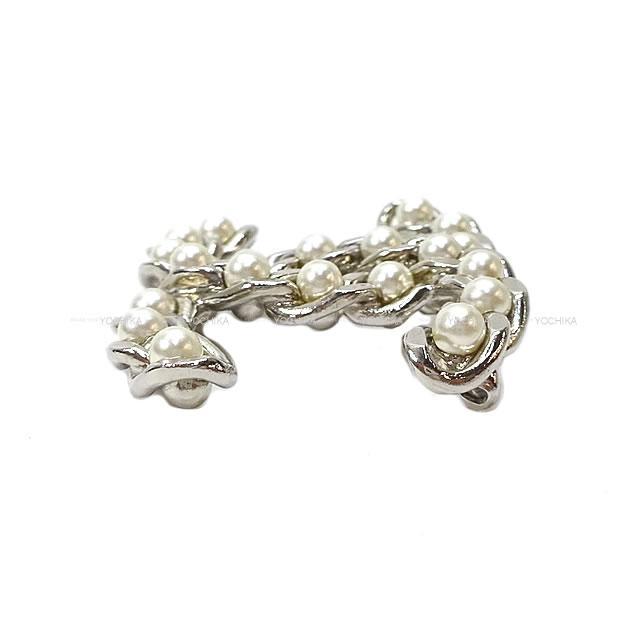 CHANEL シャネル チェーン パール ビッグ ココマーク ブローチ 15P シルバー金具 新品未使用