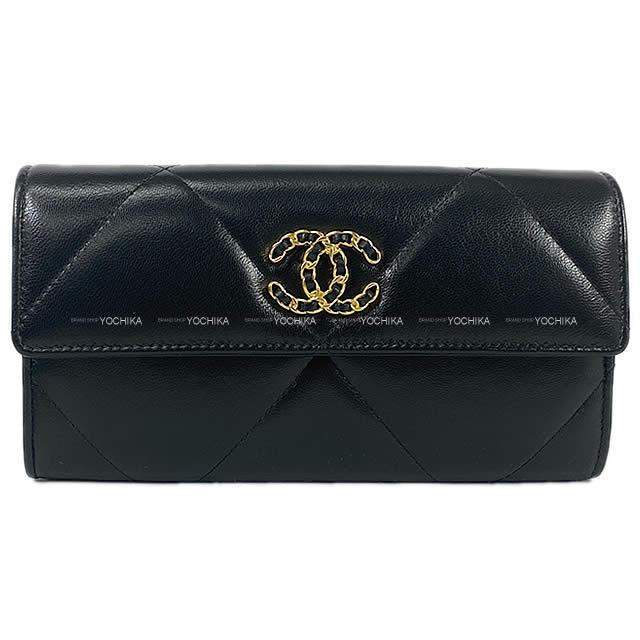 CHANEL シャネル 19 チェーン マトラッセ ココマーク フラップ 長財布 黒 AP0955 新品