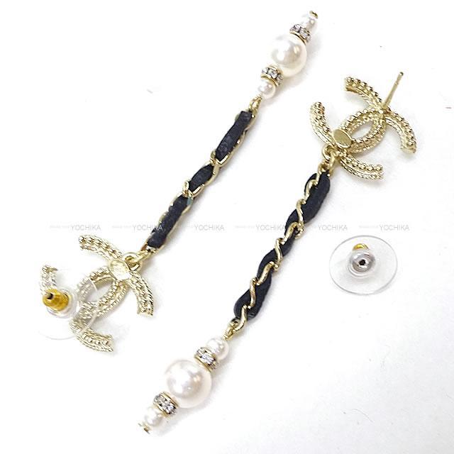 2020年 秋冬 新作 CHANEL シャネル ラインストーン ココマーク チェーン ぶら下がり パール ピアス