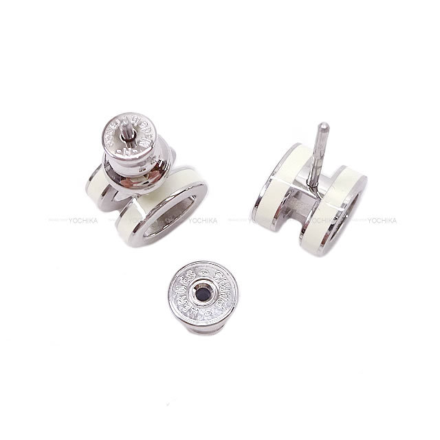 HERMES エルメス ピアス ミニ ポップアッシュ H型 白 (ホワイト  