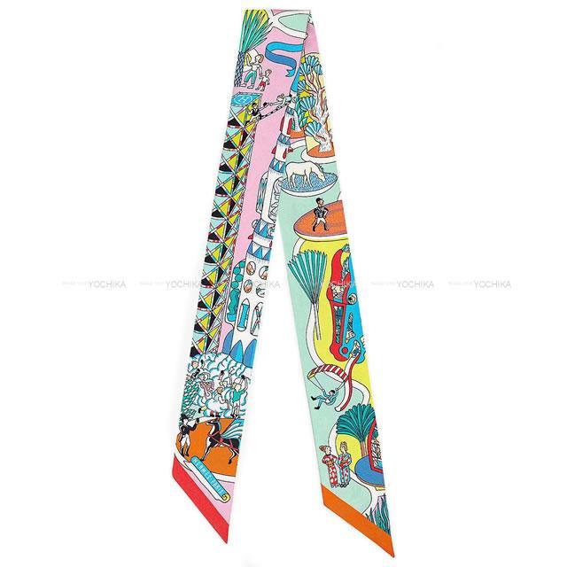 HERMES エルメス ツイリー スカーフ "万国博覧会" ルージュ/ブルーエレクトリック/ゴールド 新品