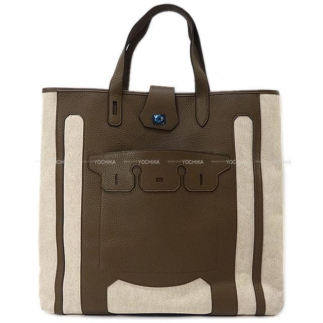HERMES エルメス Petit h プティアッシュ "ムッシューB" バーキン くり抜き ポケット付 ビッグ トートバッグ