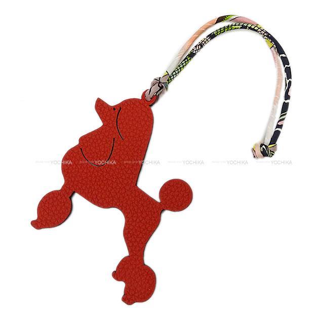 HERMES エルメス バッグチャーム プティアッシュ "プードル 犬" ルージュ