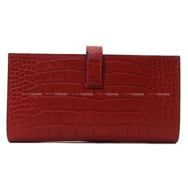 HERMES エルメス 財布 ベアンスフレ ヴェルソ ルージュアッシュ/オレンジポピー クロコダイル