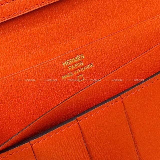 HERMES エルメス 財布 ベアンスフレ ヴェルソ ルージュアッシュ/オレンジポピー クロコダイル