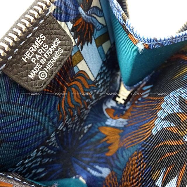 HERMES エルメス アザップ シルクイン コンパクト ミニ 財布 "アニマポリス" 黒(ブラック)/ディープブルー