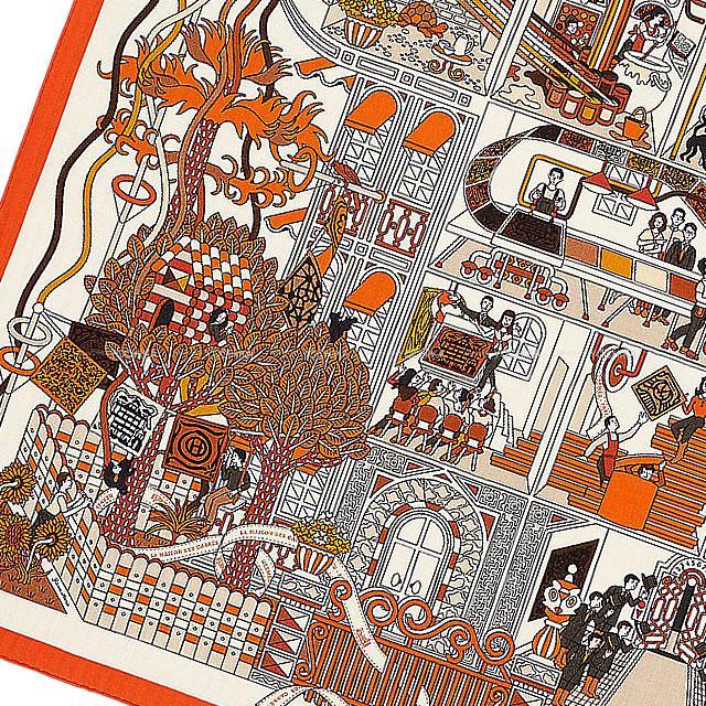 2019年秋冬 HERMES エルメス ショール カレ140 "メゾン・デ・カレ" 白(ホワイト)