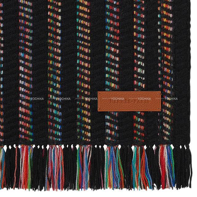HERMES エルメス マフラー "ASTRO STRIPES" 黒(ブラック)/マルチカラー