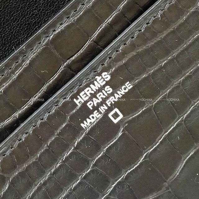HERMES エルメス 長財布 コンスタンス ロング 黒(ブラック) クロコダイルアリゲーターマット シルバー金具 新品未使用