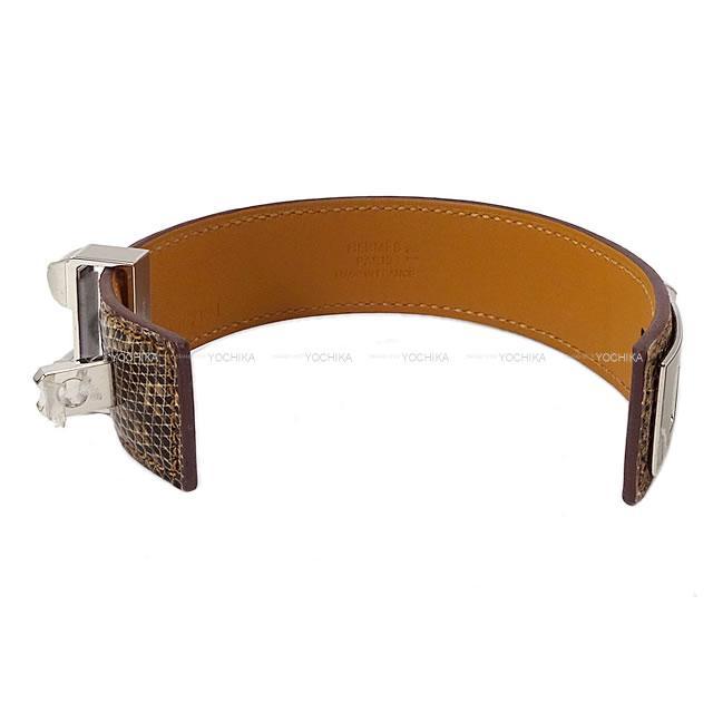 エルメス ブレスレット バングル コリエドシアン24  #T2 オンブレ リザード シルバー金具 新品