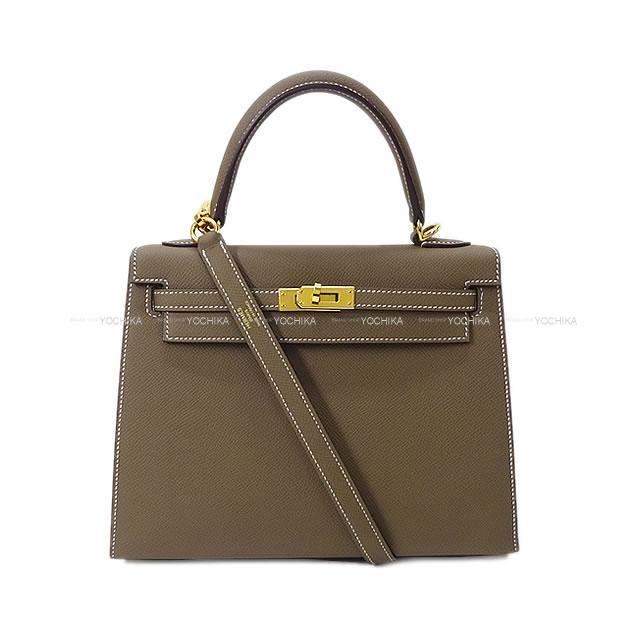 HERMES エルメス ハンドバッグ ケリー25 外縫い エトープ(エトゥープ  