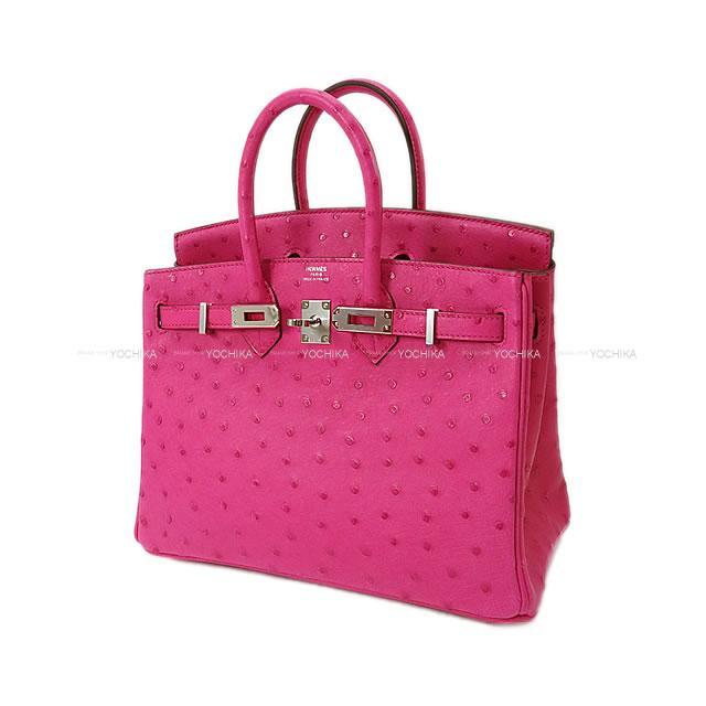 HERMES エルメス ハンドバッグ バーキン25 ローズティリアン オーストリッチ シルバー金具 新品