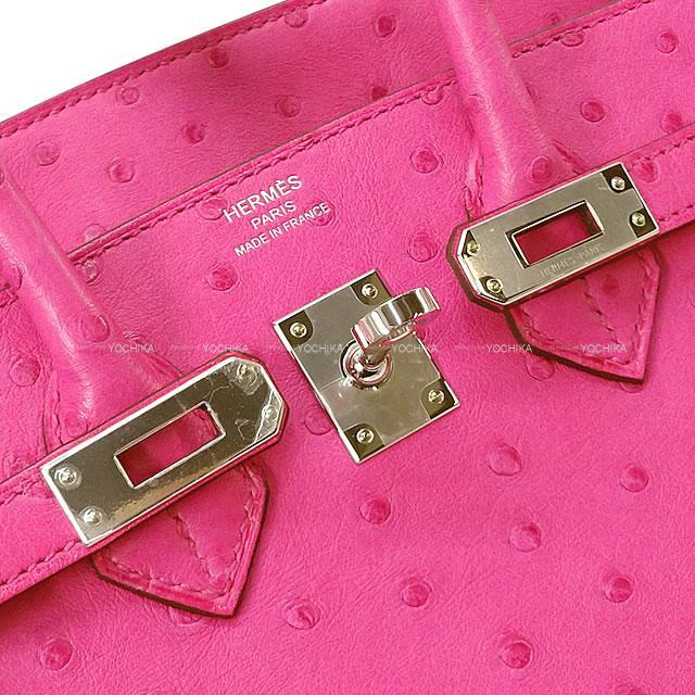 HERMES エルメス ハンドバッグ バーキン25 ローズティリアン オーストリッチ シルバー金具 新品