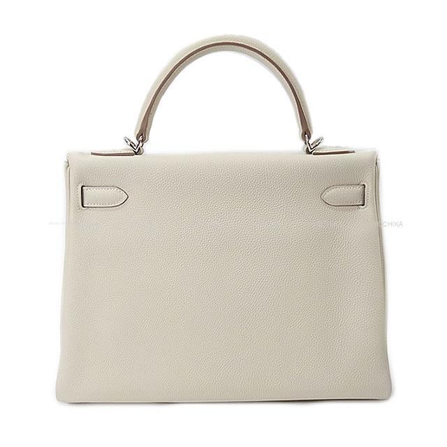 HERMES エルメス ハンドバッグ ケリー32 内縫い クレ トゴ シルバー