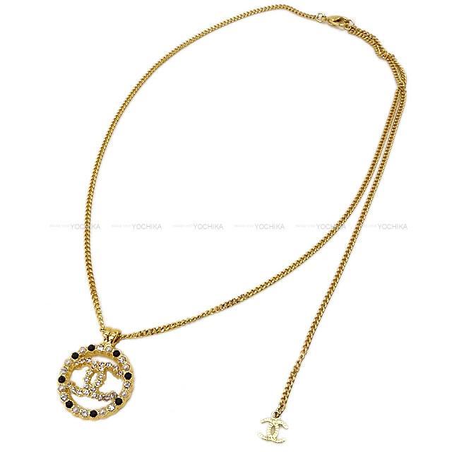 CHANEL シャネル ラウンド ラインストーン ココマーク ネックレス 黒  