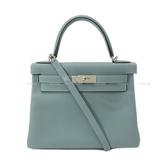 HERMES エルメス ハンドバッグ ケリー28 内縫い シエル トゴ シルバー金具 新品