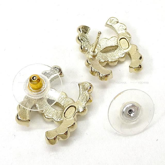 2020年 CHANEL シャネル ラインストーン ココマーク ブリリアント フリル ピアス AB3705 新品