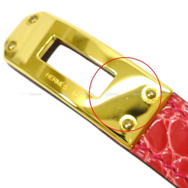 エルメス バングル ケリー・ドゥ ブレスレット ブーゲンビリア クロコダイルアリゲーターマット ゴールド金具 ＃T3 新品未使用