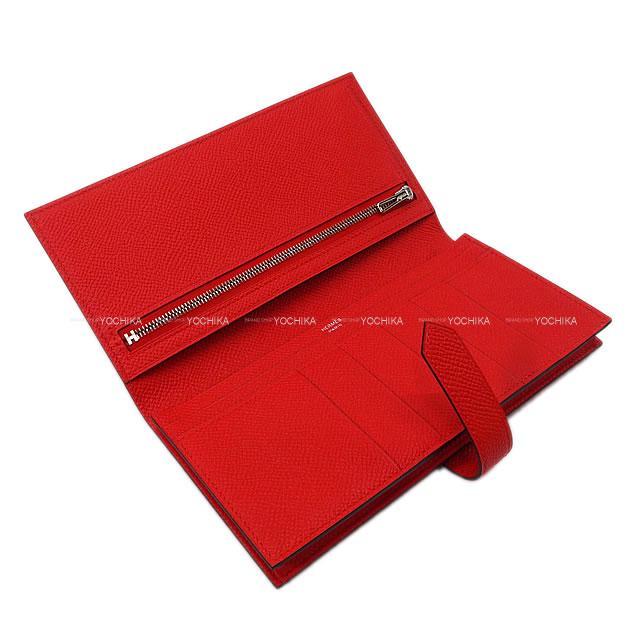 HERMES エルメス 長財布 ベアンスフレ ルージュドゥクー エプソン シルバー金具 新品