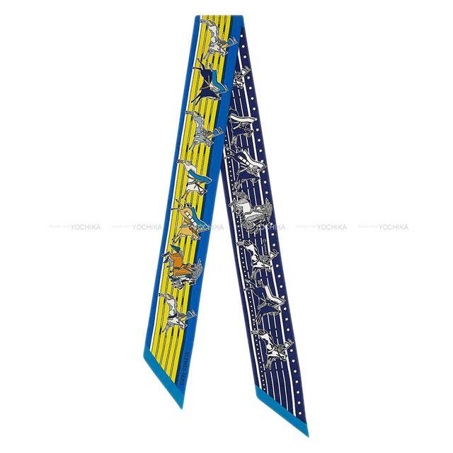 【美品】エルメス スカーフ ツイリー パウニー族の首長 ブルー イエロー☆M23 美品】エルメス スカーフ ツイリー パウニー族の首長 ブルー