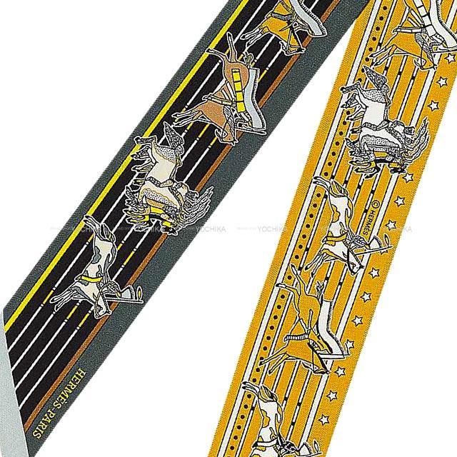 HERMES エルメス ツイリー スカーフ "パウニー族の首長" ブルーロイヤル/ジョーヌ/ブルーマリン シルク100% 新品