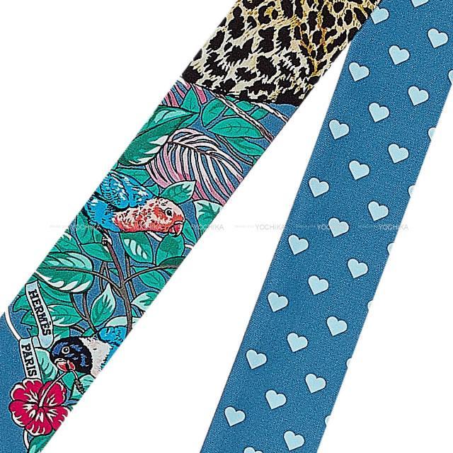 2020年春夏 新作 エルメス ツイリー スカーフ "ジャングルラブラブ" ハート柄 ブルージタンヌ シルク 新品