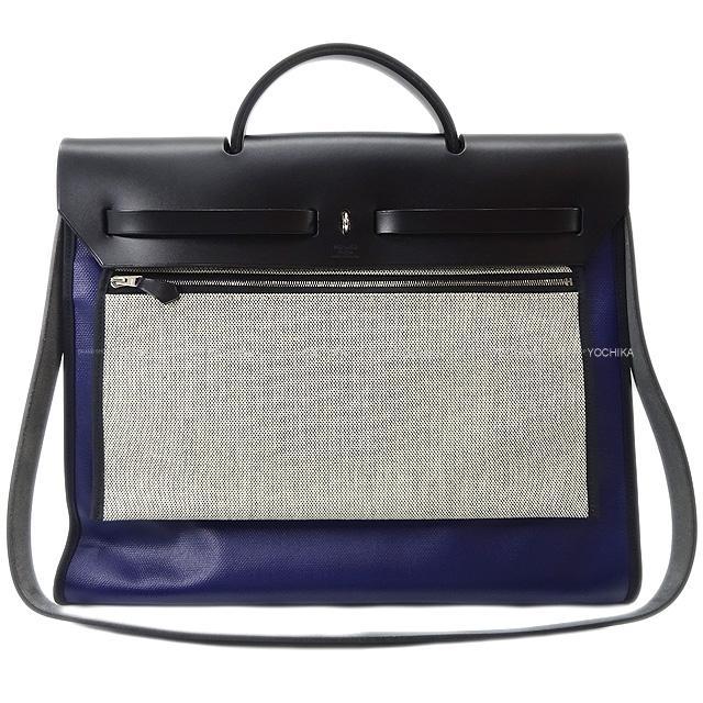 エルメス ショルダーバッグ エールバッグ ジップ 39 ブルーアンクル/黒 トワルHベルリンヌ 新品未使用