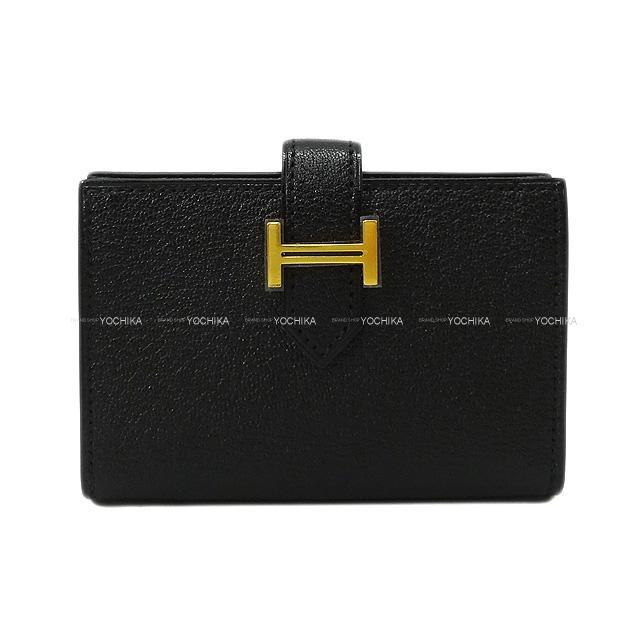 HERMES エルメス ベアン カードケース 名刺入れ 黒(ブラック) シェーブル ゴールド金具 新品