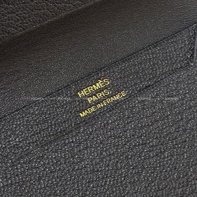 HERMES エルメス ベアン カードケース 名刺入れ 黒(ブラック) シェーブル ゴールド金具 新品