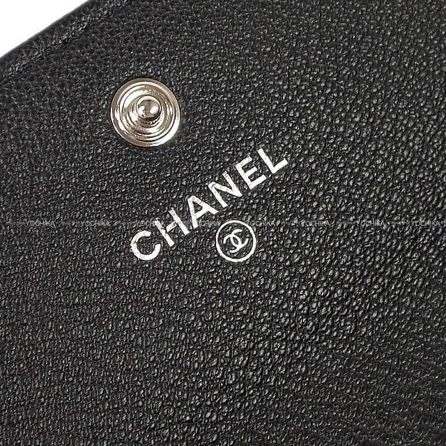 シャネル ココマーク 傘 プリント ファスナー付 フラップ 長財布 黒 ゴートスキン AP0262 新品未使用