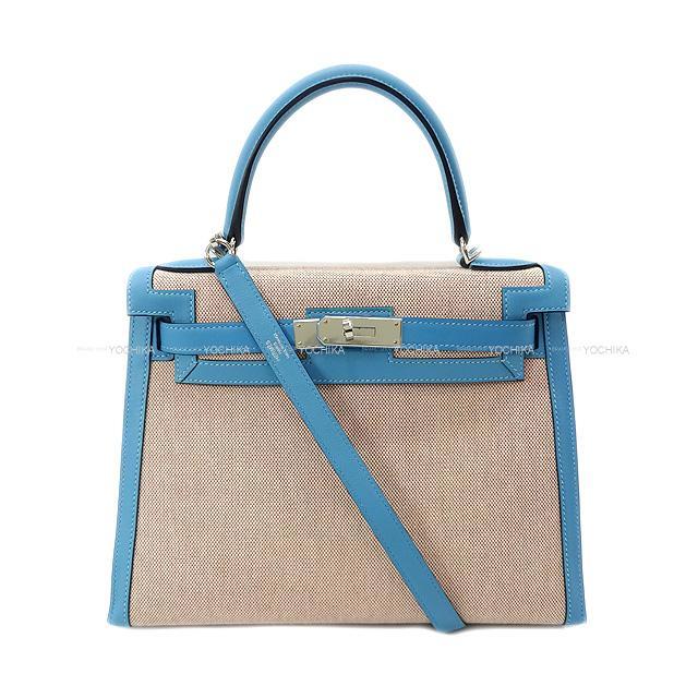 HERMES エルメス ハンドバッグ ケリー28 内縫い ブルーデュノール