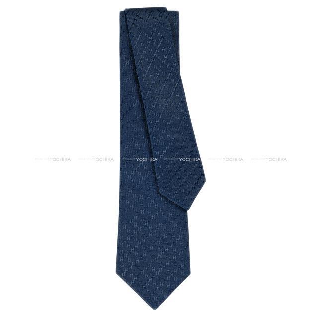 HERMES エルメス ネクタイ "Hロゴ/FACONNEE ニューH" ブルードゥシーヌ シルク100% 新品