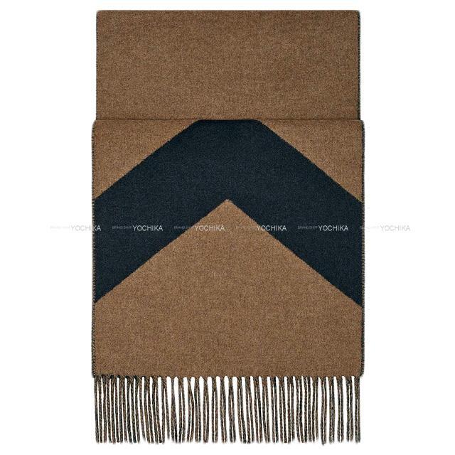 エルメス リバーシブル マフラー カザック シェヴィロン ノアゼットｘブルーマリン 新品