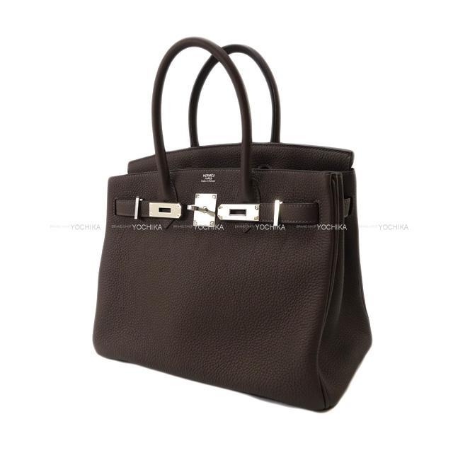 エルメス ハンドバッグ バーキン30 ヴェルソ エベンヌXゴールド トゴ シルバー金具 新品