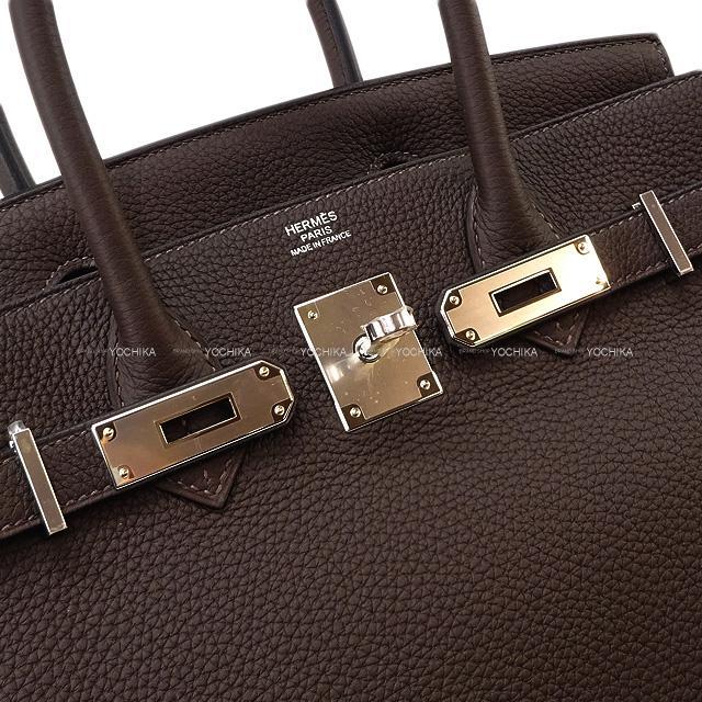 エルメス ハンドバッグ バーキン30 ヴェルソ エベンヌXゴールド トゴ シルバー金具 新品