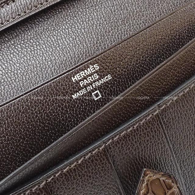 HERMES エルメス 財布 ベアンスフレ エベンヌ クロコダイル アリゲーターマット シルバー金具 新品未使用