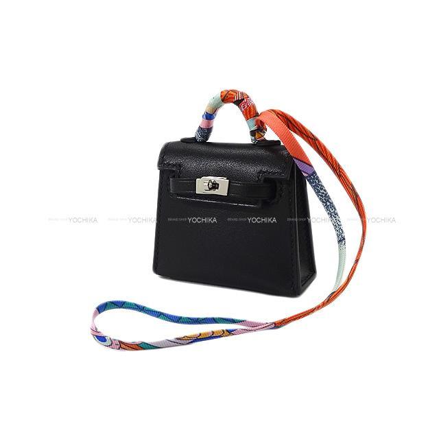 エルメス ミニミニ バッグチャーム ケリートゥイリー 黒 タデラクト シルバー金具 新品未使用