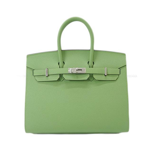 HERMES エルメス ハンドバッグ バーキン25 セリエ 外縫い ヴェールクリケット エプソン シルバー金具 新品