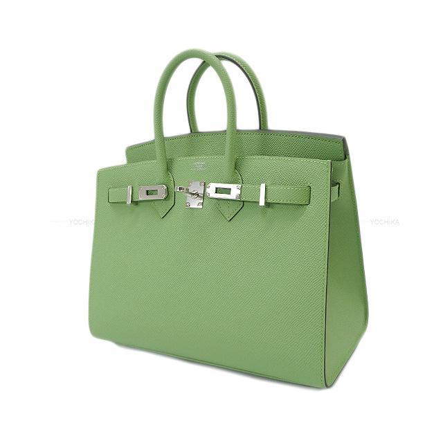 HERMES エルメス ハンドバッグ バーキン25 セリエ 外縫い ヴェールクリケット エプソン シルバー金具 新品