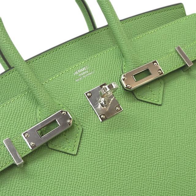 HERMES エルメス ハンドバッグ バーキン25 セリエ 外縫い ヴェールクリケット エプソン シルバー金具 新品