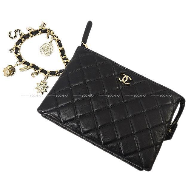 CHANEL シャネル マトラッセ マドモアゼルチャーム付 クラッチ ポーチ  