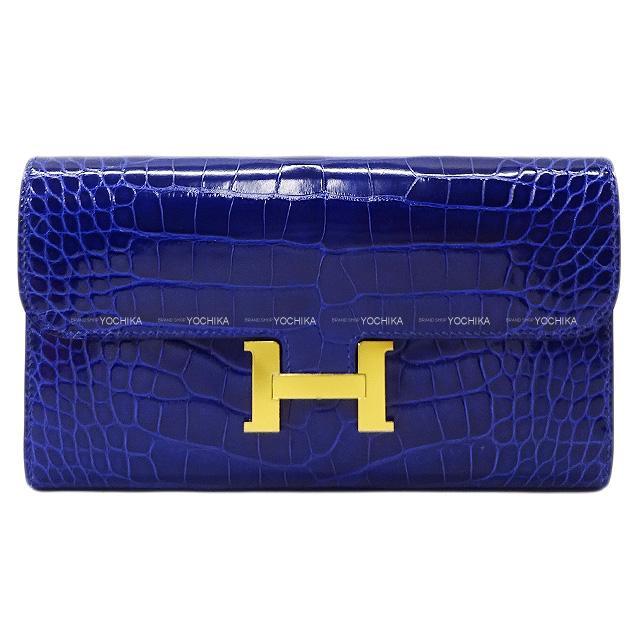 HERMES エルメス 長財布 コンスタンス ロング ローズシェラザード クロコダイル アリゲーターシャイニー ゴールド金具