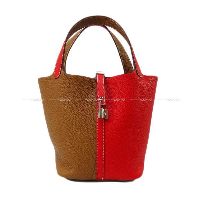 HERMES エルメス ハンドバッグ ピコタンロック 22 MM カザック ルージュドゥクール/ゴールド 新品