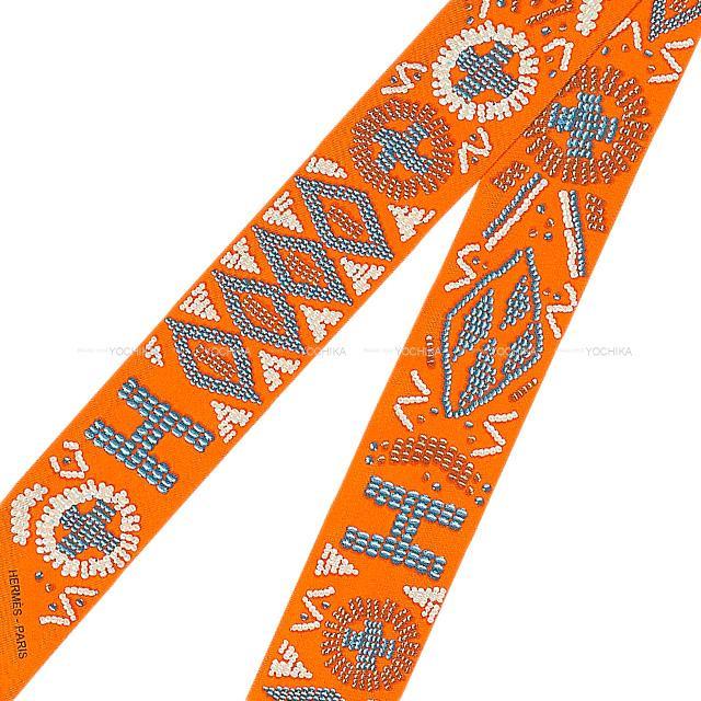 HERMES エルメス スカーフ ツイリー ケリーアンペルル オレンジ/ブルー  