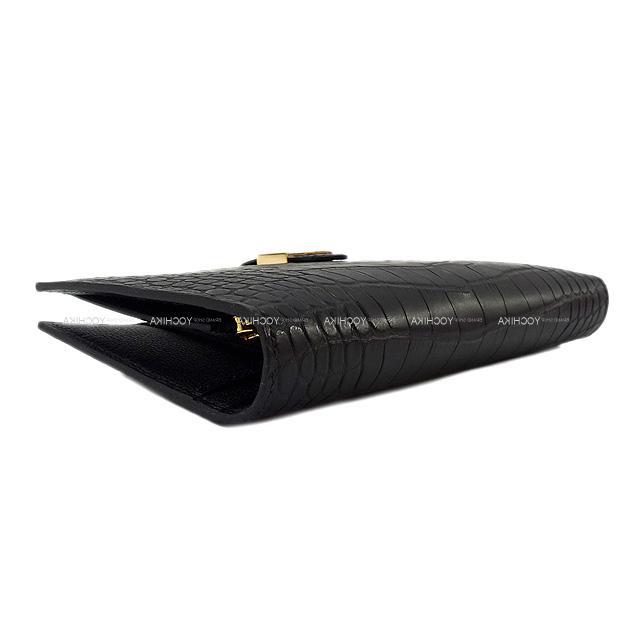 HERMES エルメス 財布 ベアン クラシック 黒(ブラック) クロコダイルアリゲーターマット ローズゴールド金具 新品