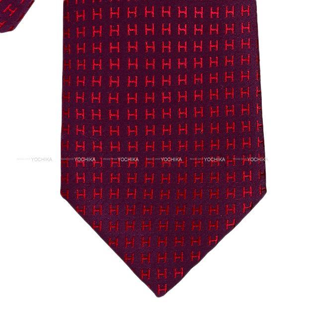 エルメス バイカラー ネクタイ "Hロゴ/FACONNEE H" カシスXフューシャ シルク100% 新品未使用