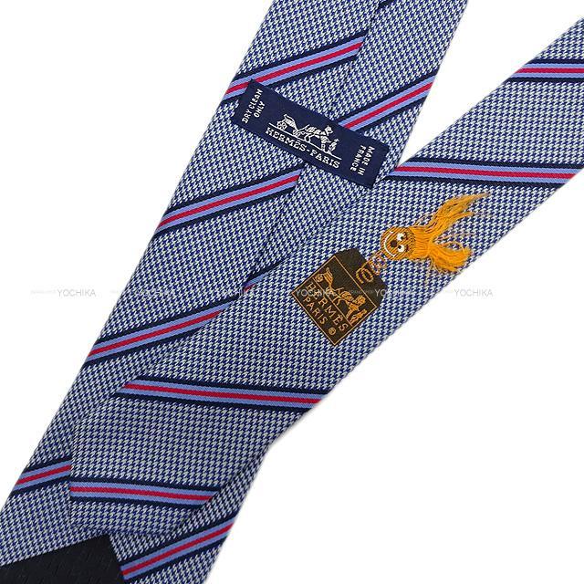 HERMES エルメス ネクタイ "JACK IN THE BOX" シエル/ルージュ シルク100% 新品未使用